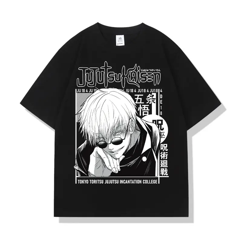 White Anime Print T-Shirt for Men Short Sleeve High Quality - Image 3