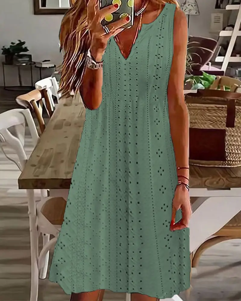 Women Loose V-Neck Summer Dress White - Image 3