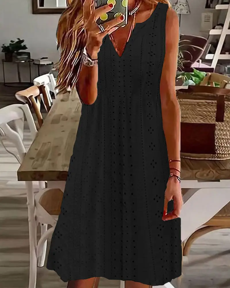 Women Loose V-Neck Summer Dress White - Image 4