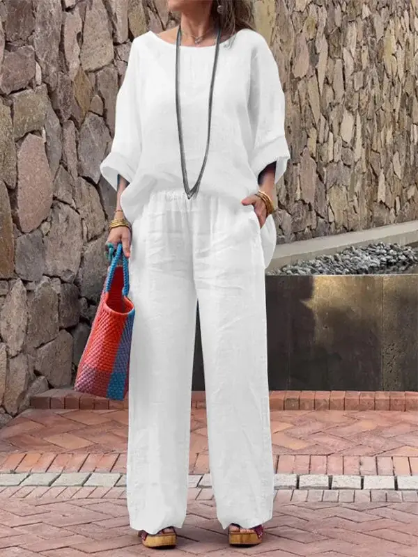 Gradient Black Wide Leg Pants Set for Women - Image 5