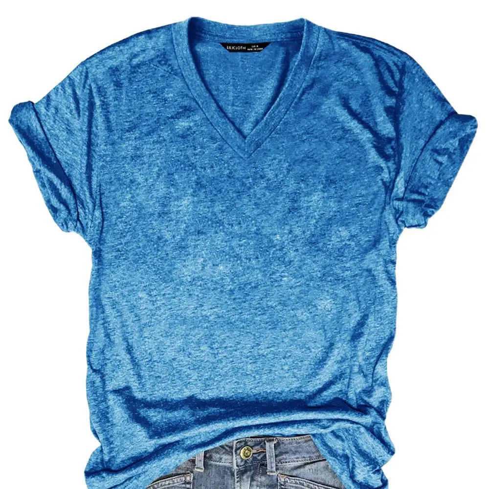 Women V-Neck Printed T-Shirt Summer Casual Multi Color - Image 3