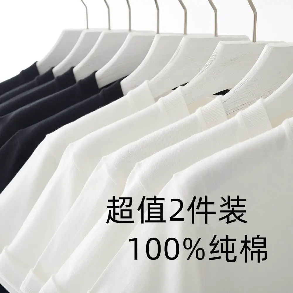 Women Plus Size Cotton White T-Shirt Casual Short Sleeve - Image 2