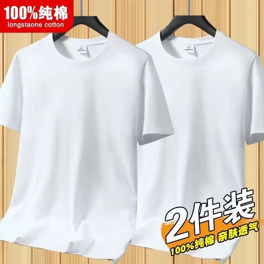 Women Plus Size Cotton White T-Shirt Casual Short Sleeve - Image 4