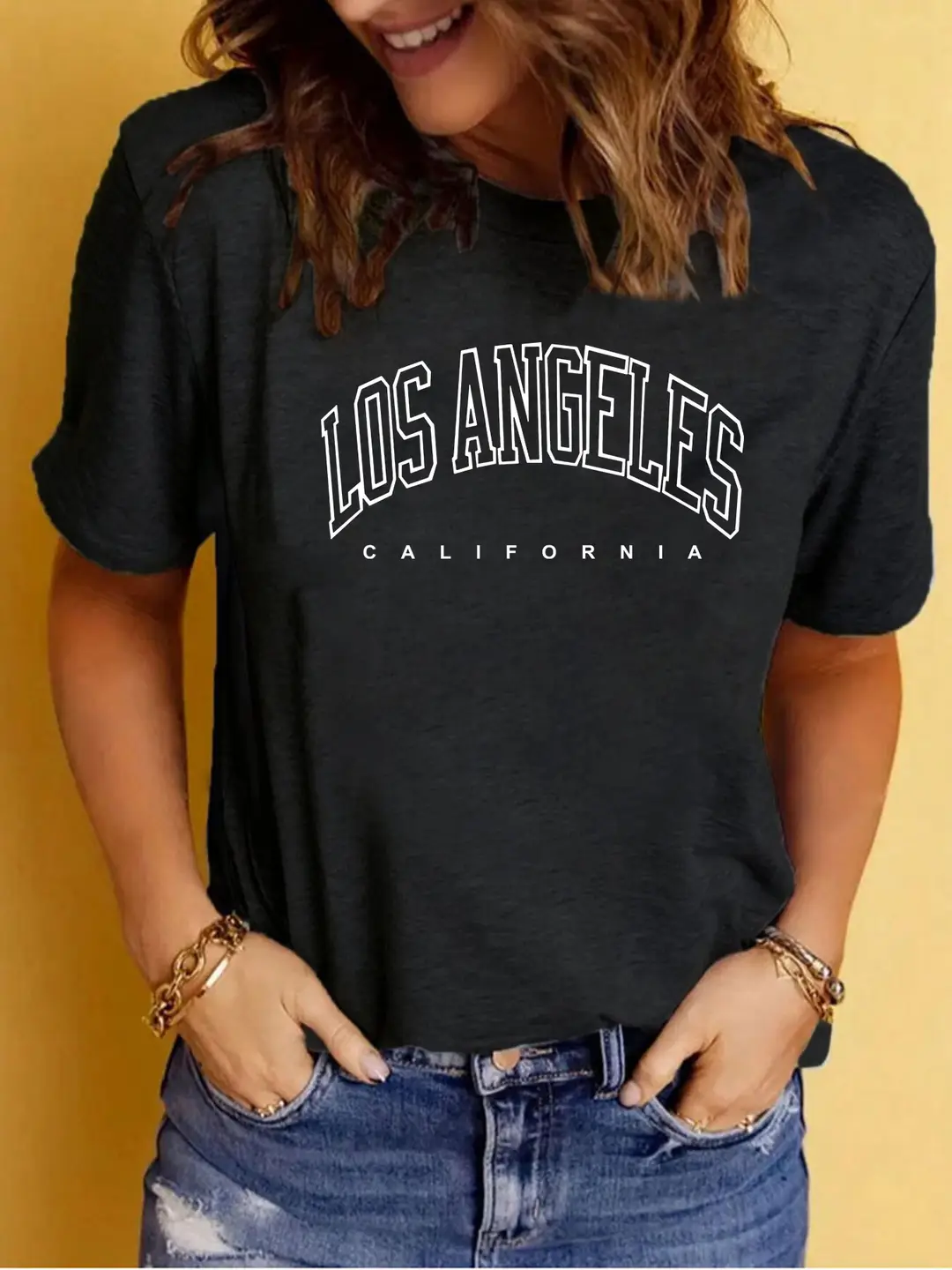 Women Purple Los Angeles T-Shirt Casual Summer - Image 3