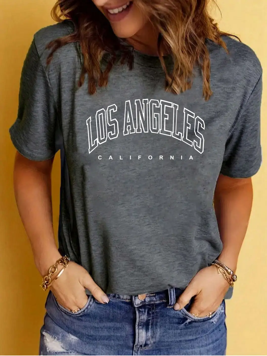 Women Purple Los Angeles T-Shirt Casual Summer - Image 5