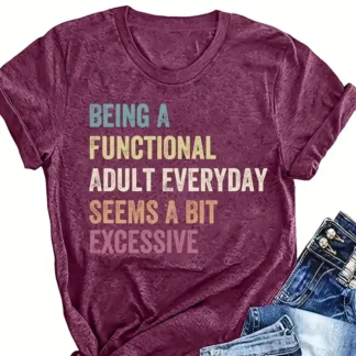 Women Casual Graphic T-Shirt Maroon with Print