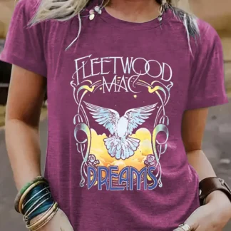 Women Fleetwood Mac Dreams T-Shirt Purple Short Sleeve Summer Fashion