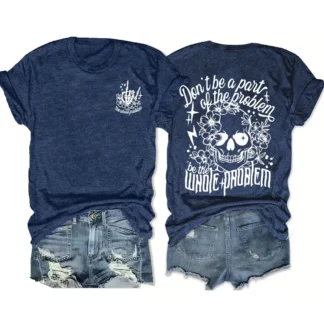 Women Royal Blue Skull Print T-Shirt Casual Summer Wear