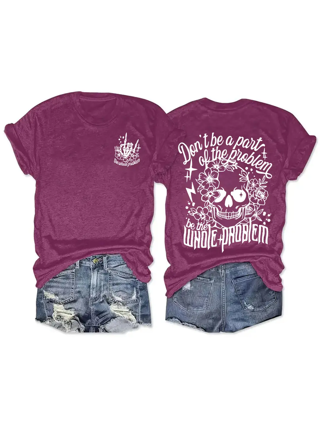 Women Royal Blue Skull Print T-Shirt Casual Summer Wear - Image 3
