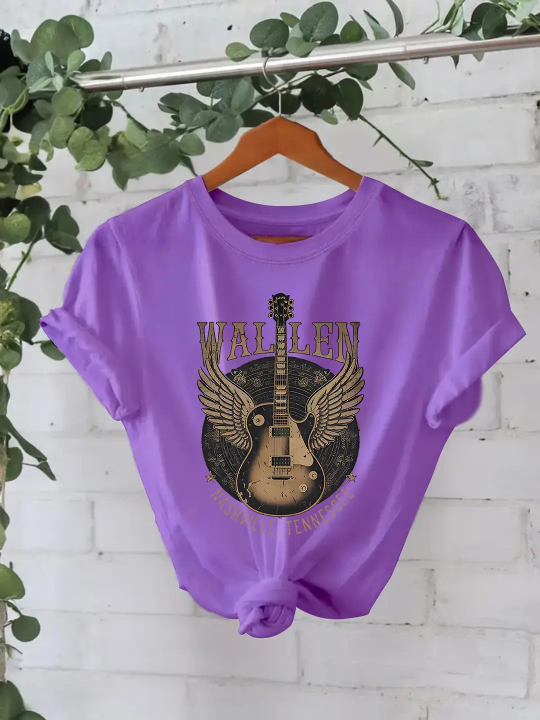 Women Cotton Guitar Wings T-Shirt Summer White - Image 2