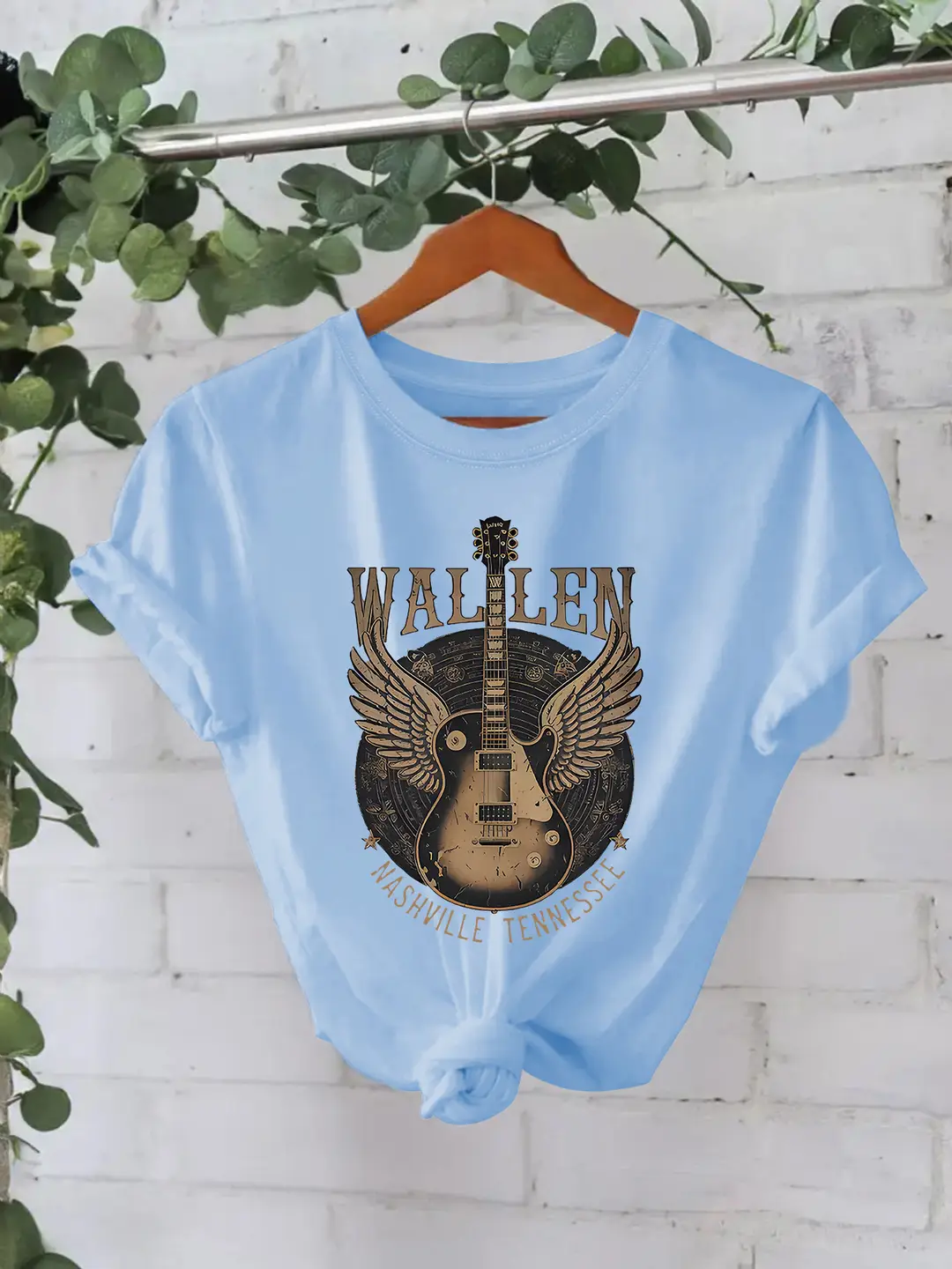 Women Cotton Guitar Wings T-Shirt Summer White - Image 3