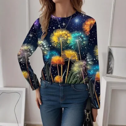 Women 3D Printed Dog Pattern Long Sleeve Top