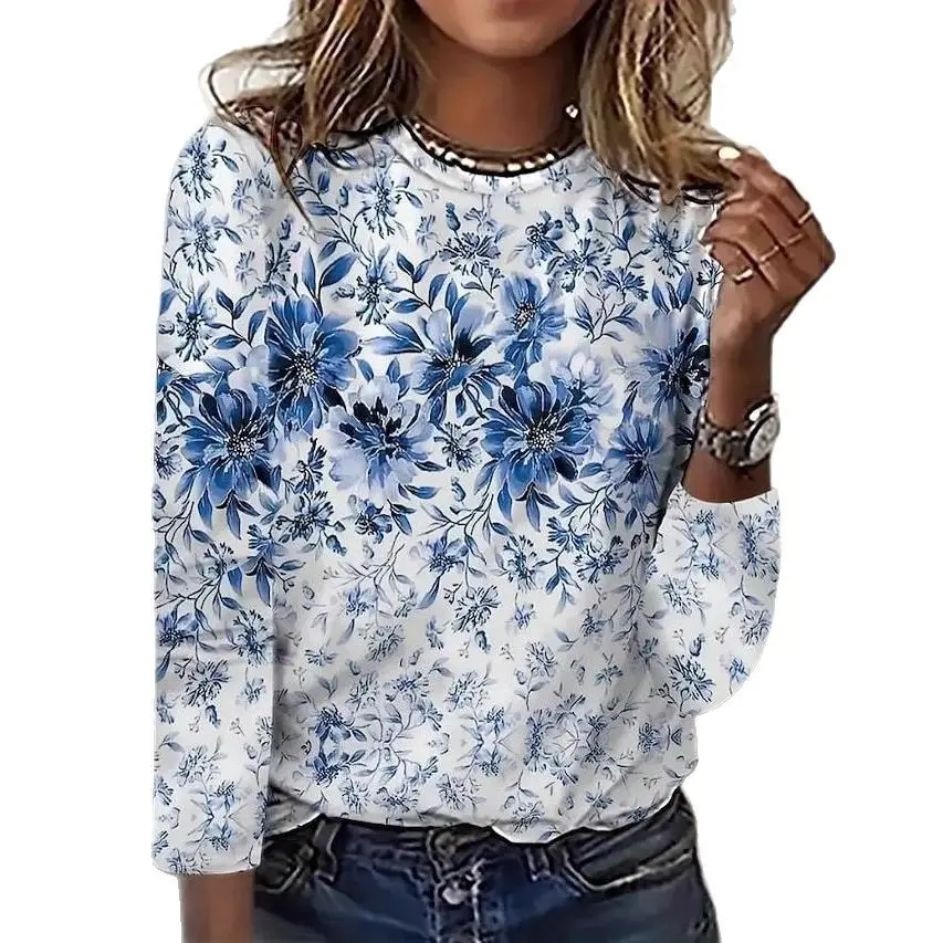 Women 3D Printed Dog Pattern Long Sleeve Top - Image 5
