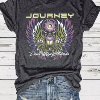 Women's Journey 1981 T-Shirt Dark Grey Short Sleeve