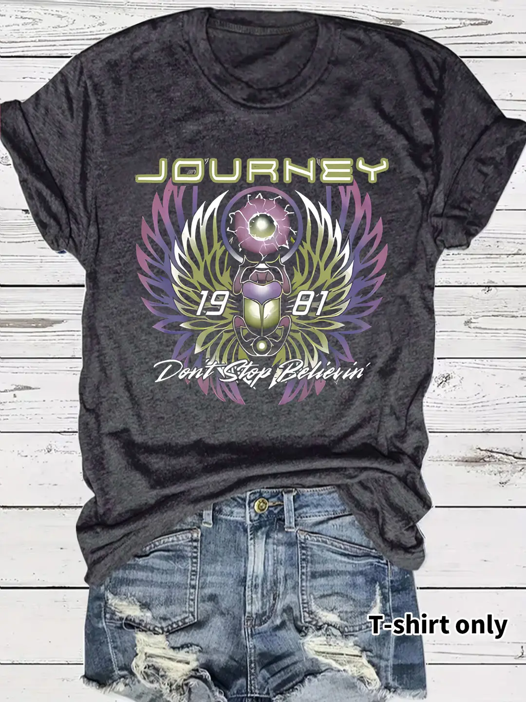 Women's Journey 1981 T-Shirt Dark Grey Short Sleeve