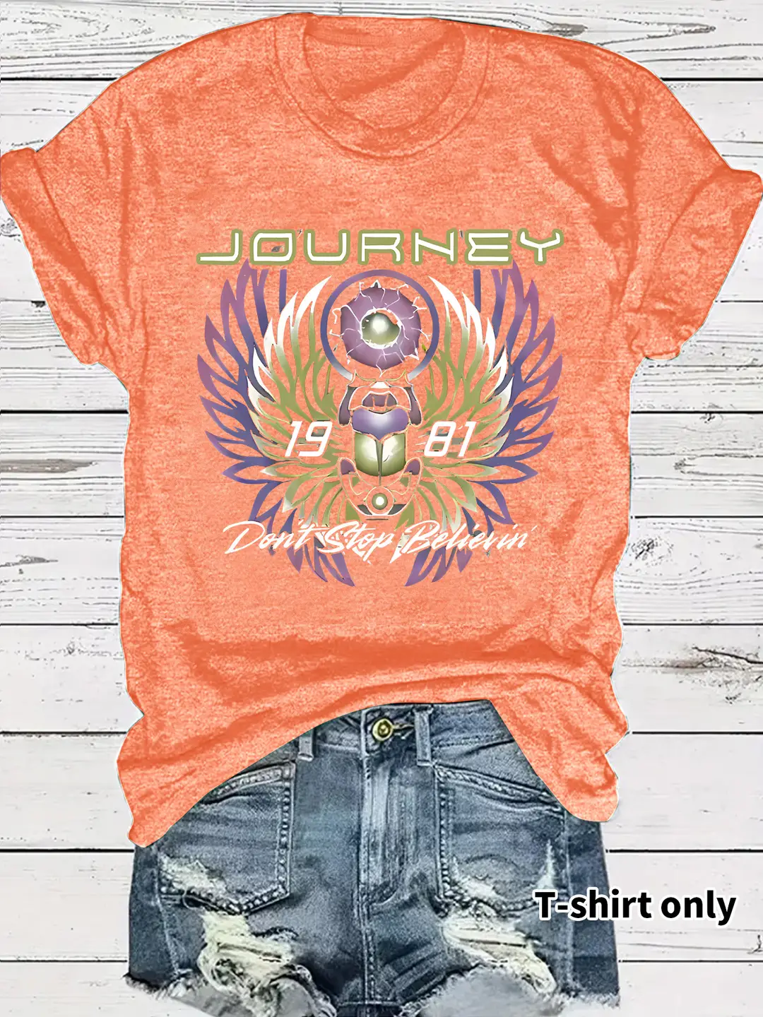 Women's Journey 1981 T-Shirt Dark Grey Short Sleeve - Image 2