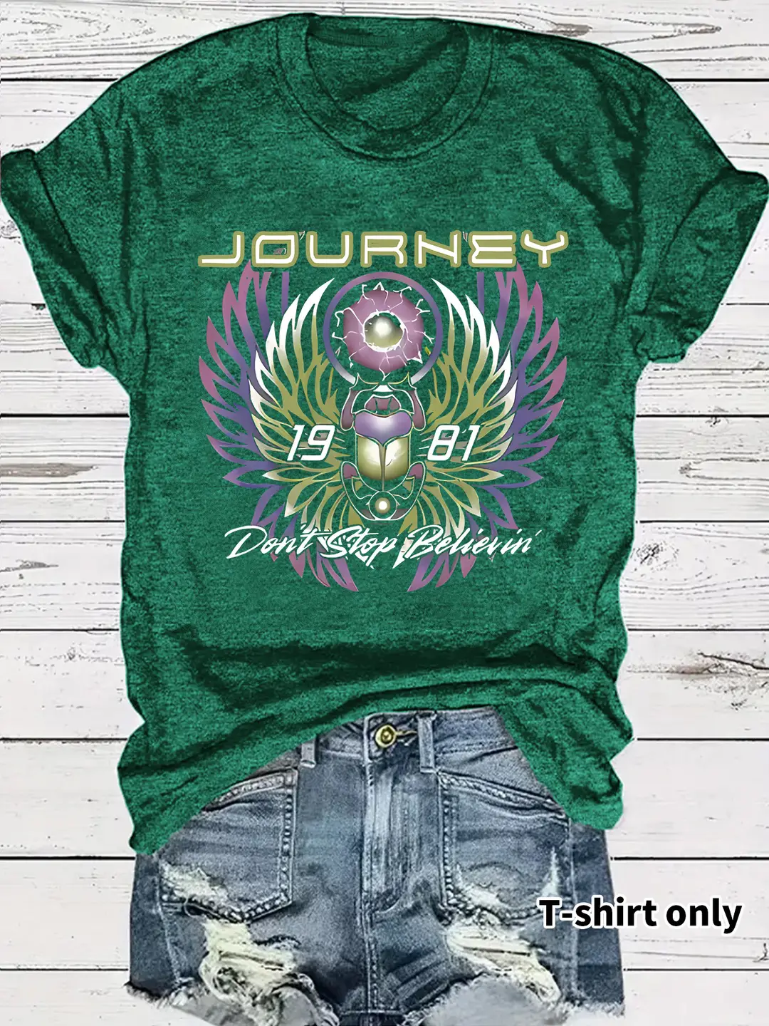 Women's Journey 1981 T-Shirt Dark Grey Short Sleeve - Image 3