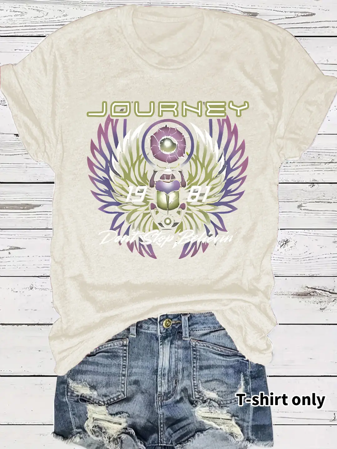 Women's Journey 1981 T-Shirt Dark Grey Short Sleeve - Image 4
