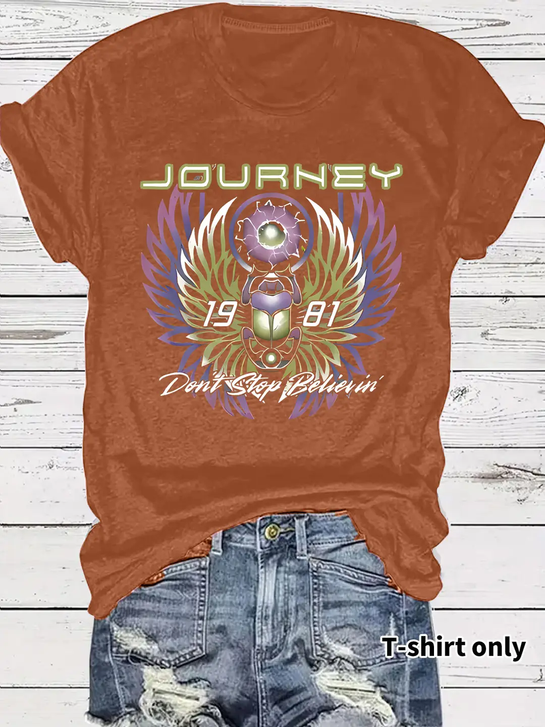 Women's Journey 1981 T-Shirt Dark Grey Short Sleeve - Image 5