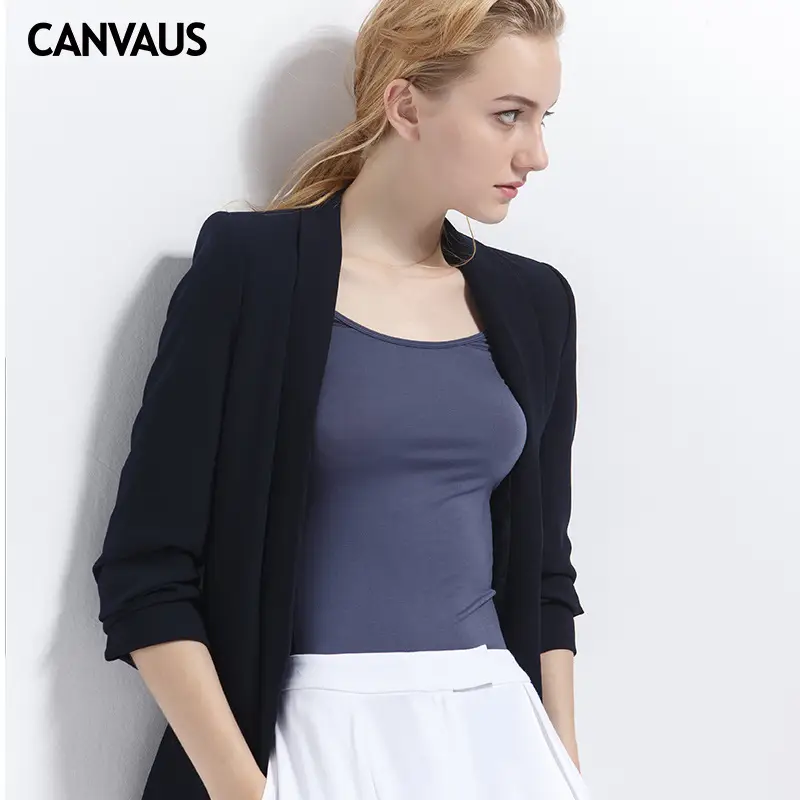 Women's Plus Size Long Sleeve Slim Fit Modal T-Shirt Navy Blue - Image 3