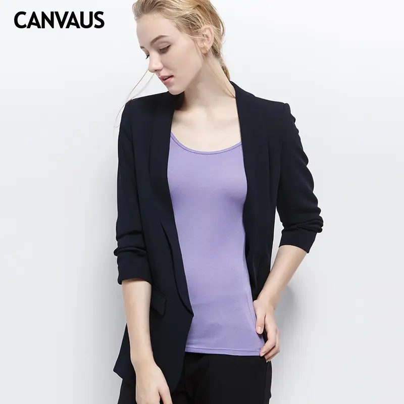 Women's Plus Size Long Sleeve Slim Fit Modal T-Shirt Navy Blue - Image 4