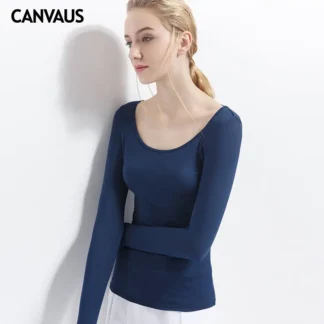 Plus Size Women Long Sleeve Slim Fit Modal T-Shirt Navy Blue