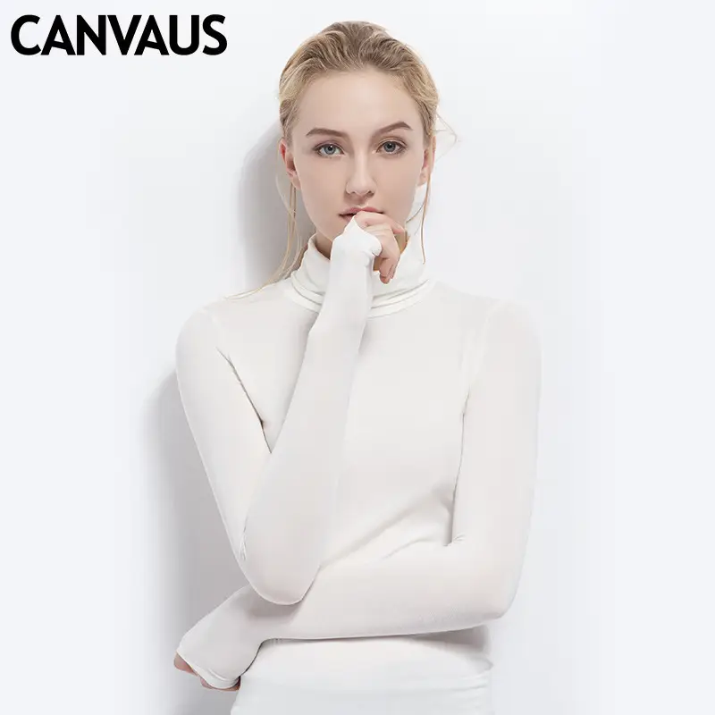 Women Turtleneck Long Sleeve Autumn Top Modal Elegant Grey - Image 2
