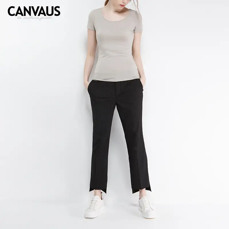 Women's Modal Short Sleeve Round Neck T-Shirt Summer Black - Image 4