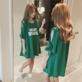 Green Heartbreaker Bow Tie Dress Women Off Shoulder
