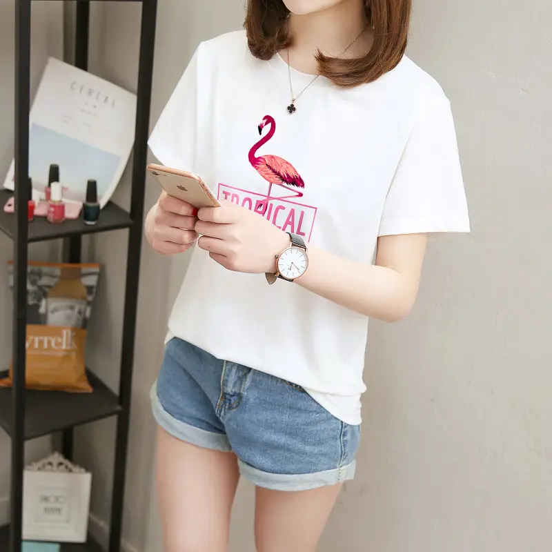 Women Pink Flamingo Printed Loose Fit T-Shirt Summer 2025 - Image 2