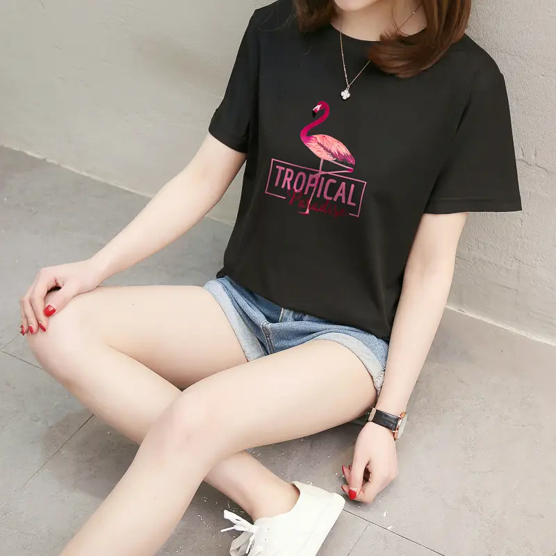 Women Pink Flamingo Printed Loose Fit T-Shirt Summer 2025 - Image 4