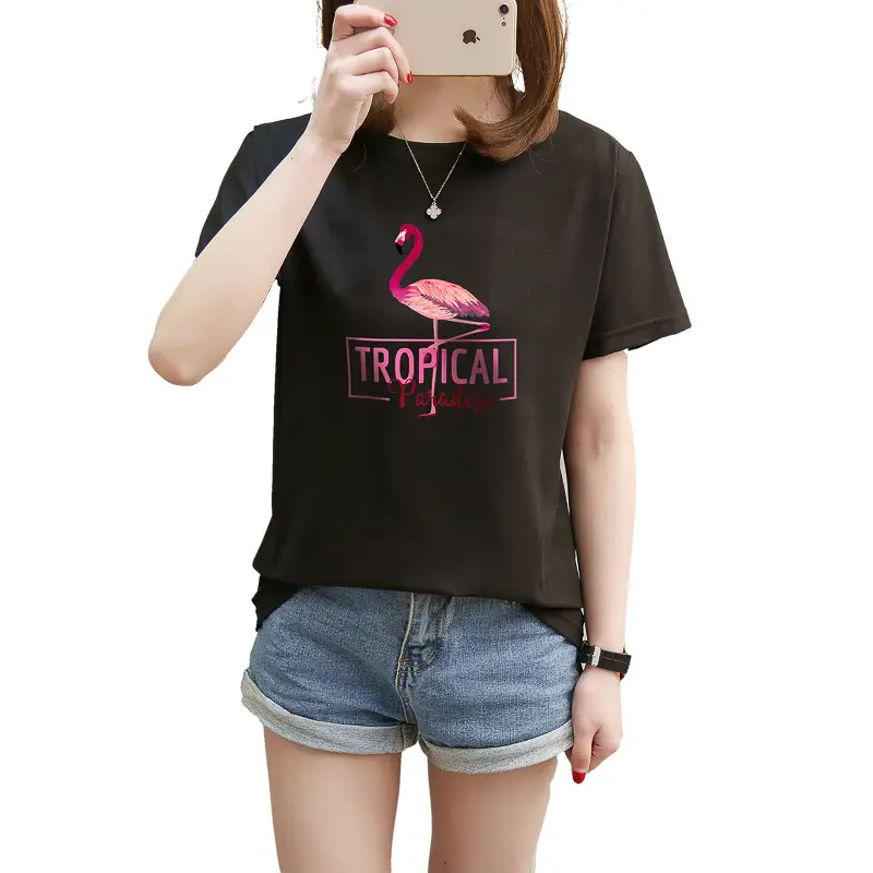 Women Pink Flamingo Printed Loose Fit T-Shirt Summer 2025 - Image 5