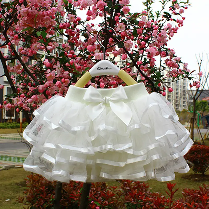 Red Ruffled Gauze Skirt for Girls Autumn - Image 3