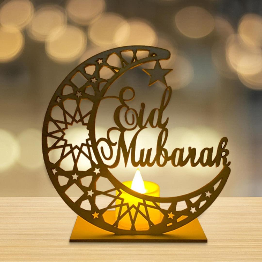 Elegant Moon Decor Black MDF 7x7 Inch Eid Home Decor - Image 3