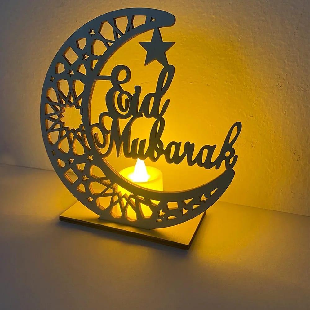 Elegant Moon Decor Black MDF 7x7 Inch Eid Home Decor - Image 4
