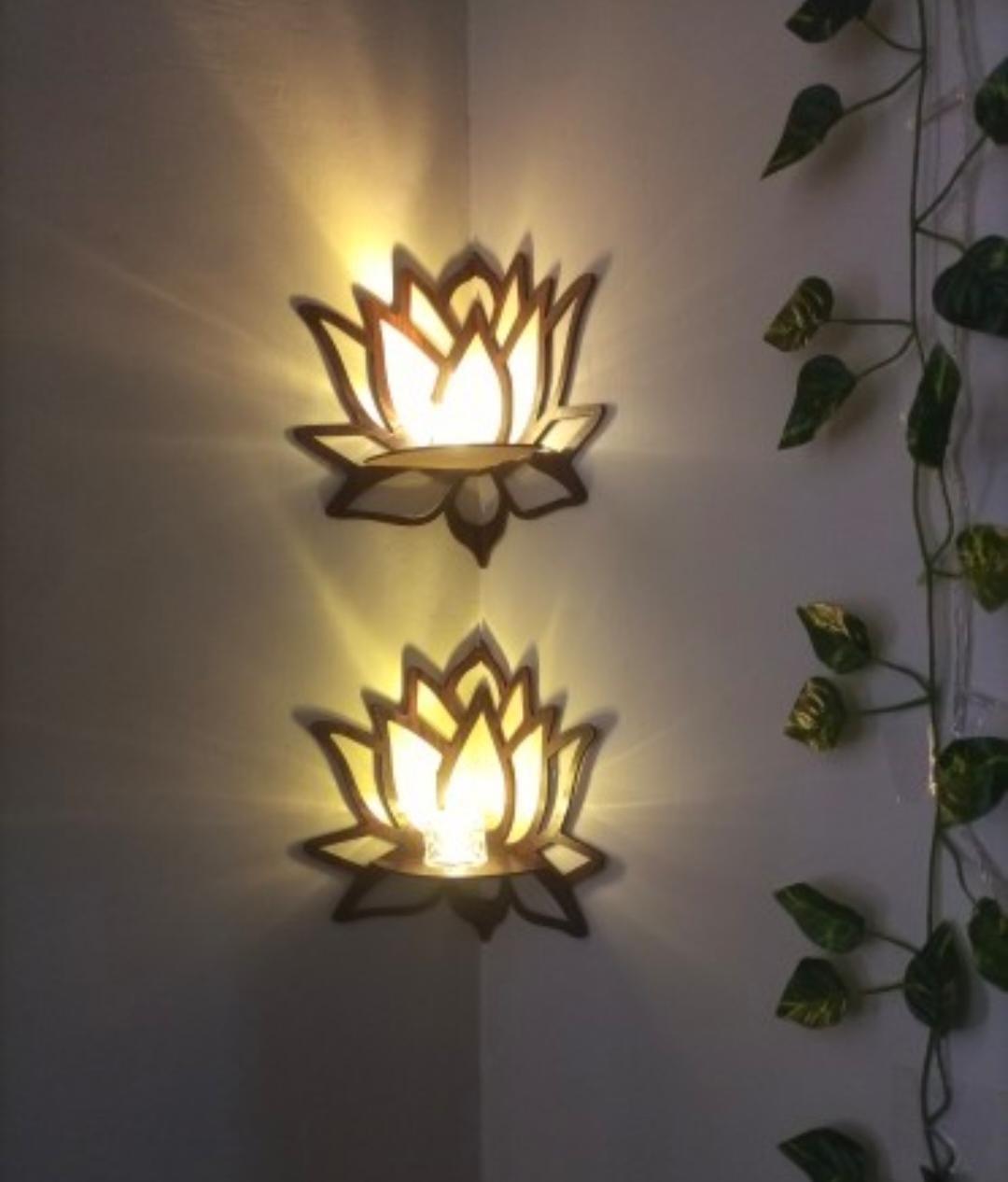 Lotus Wall Shelf Set Black 3D MDF 8x8 Inch - Image 2