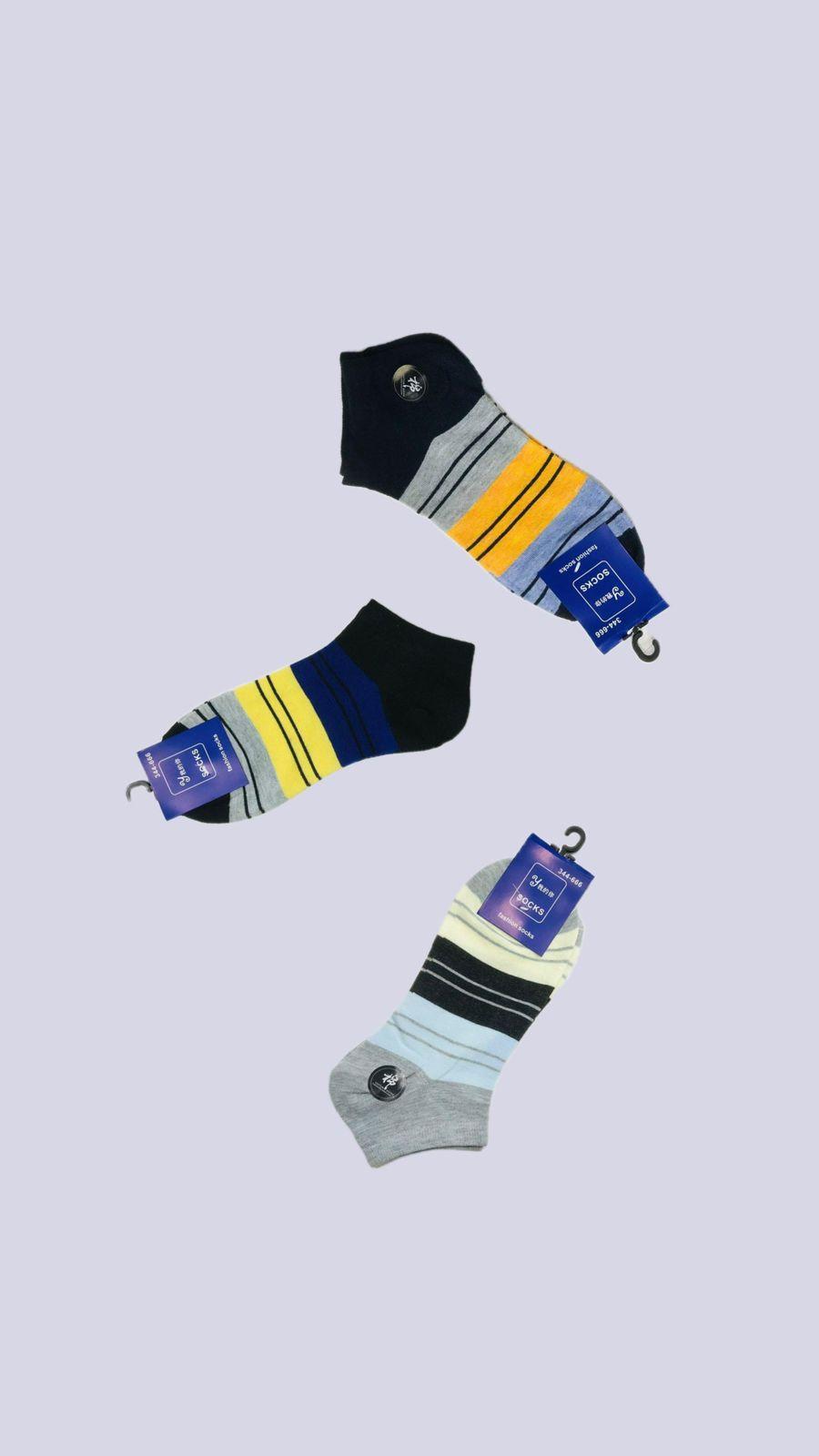 Men Cotton Warm Ankle Socks 3 Pcs Multicolor - Image 2
