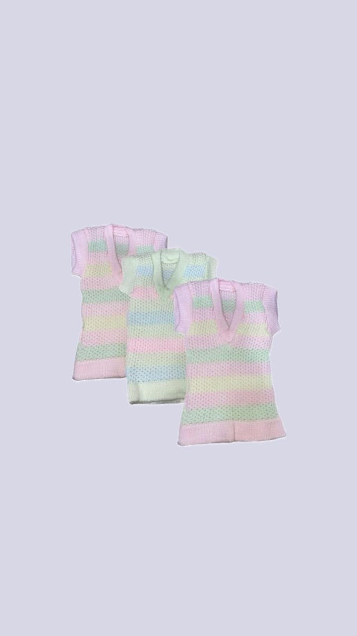 Baby Textured Wool Warmer Pack of 3 Multicolor Striped