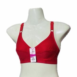 Premium Quality Cotton Bra Red Non-Padded 32-42