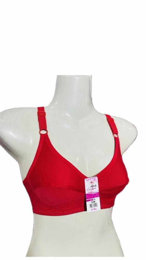 Premium Quality Cotton Bra Red Non-Padded 32-42 - Image 2