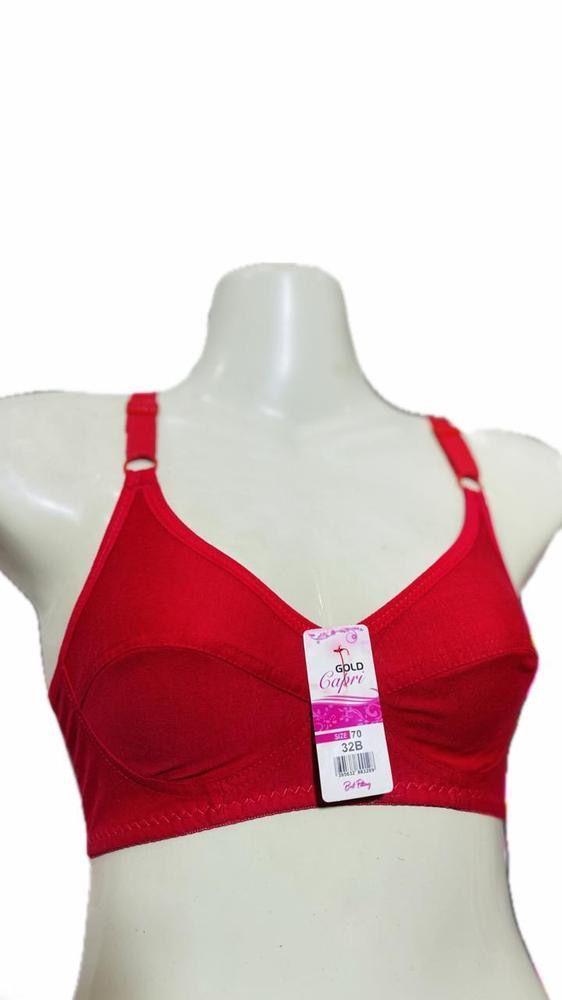 Premium Quality Cotton Bra Red Non-Padded 32-42 - Image 3