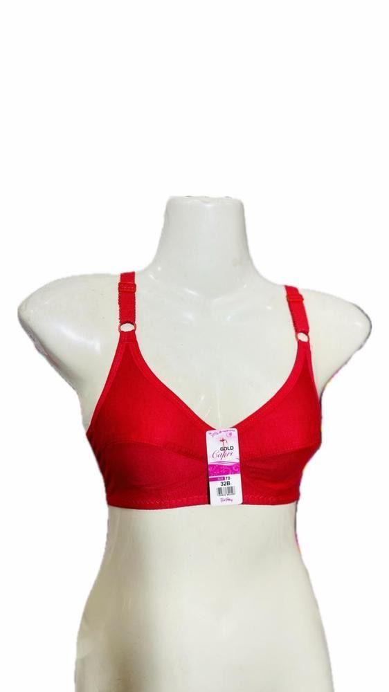 Premium Quality Cotton Bra Red Non-Padded 32-42 - Image 4