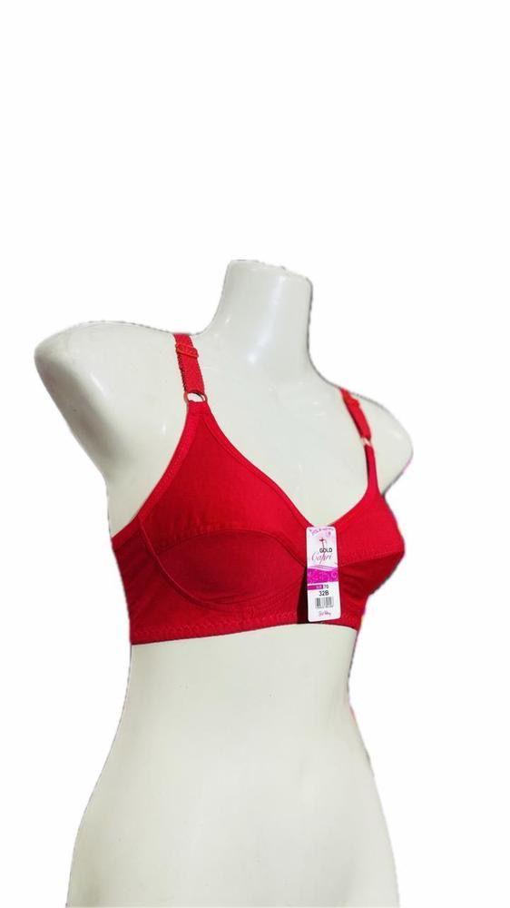 Premium Quality Cotton Bra Red Non-Padded 32-42 - Image 5