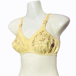 Beige Cotton Floral Bra Non Padded Adjustable