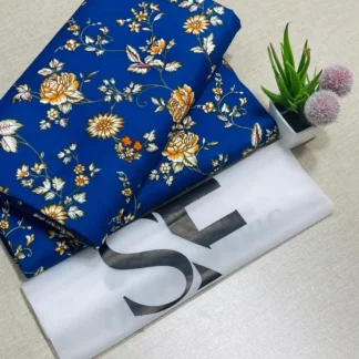 Blue Floral Polo Cotton Suit for Women 2.25m