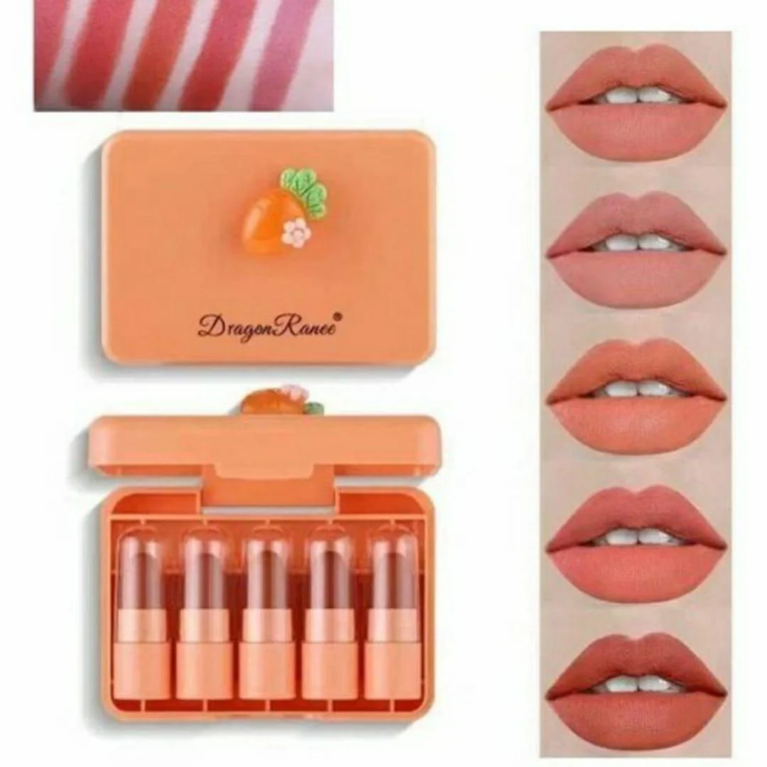 Bold Matte Finish Lipstick Set - 5 Pcs in Vibrant Orange - Image 2