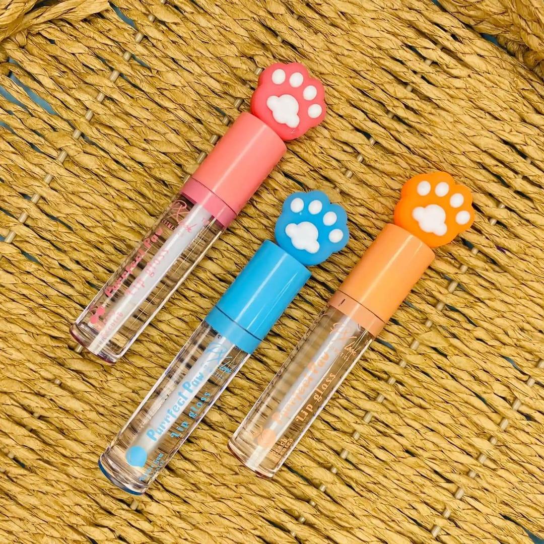 Paw Print Lip Gloss - Pink Blue Orange, Non-Sticky, Long Lasting - Image 2