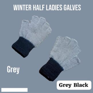 Winter Fingerless Gloves Grey Wool Warm Comfort