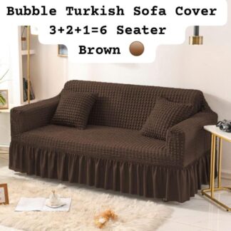 Bubble Turkish Sofa Cover Brown 6 Seater Jersey Fabric