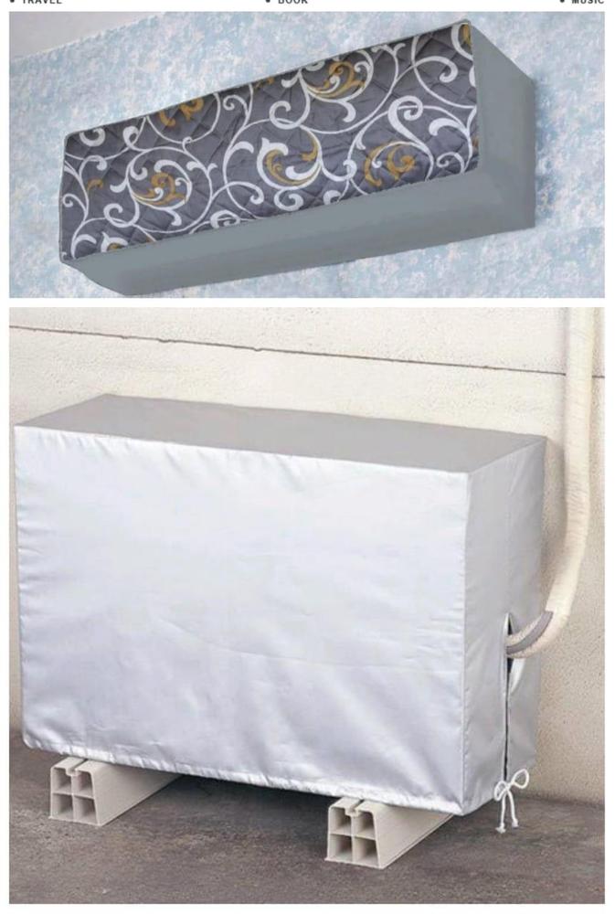 2-Piece AC Cover Set Waterproof Dustproof Gray White Gold
